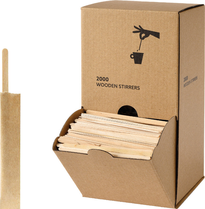 Duni Holzrührstäbchen – 11 cm, einzeln verpackt, braun, 2000 Stück