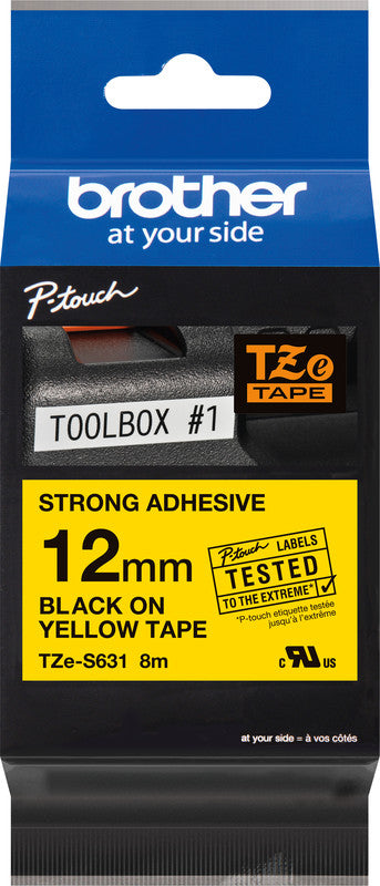 Brother Schriftband – 12 mm × 8 m, gelb, schwarz