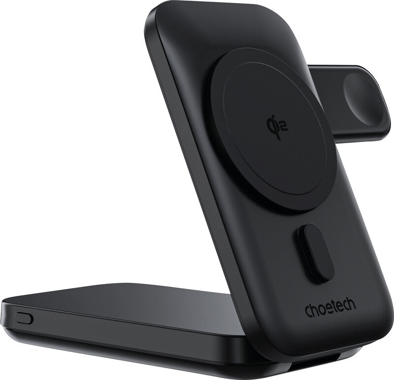 Choetech Powerbank 10000 mAh, 1× USB-C, 1× Lightning, kabelloses Laden, schwarz