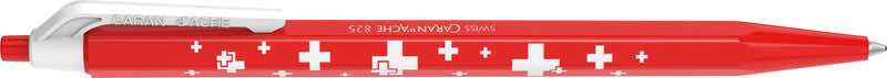 Caran d-Ache Caran d'Ache 825 Kugelschreiber – Blau, Spitze 1 mm, Druck, Kunststoff, Schaftfarbe Rot/Weiss