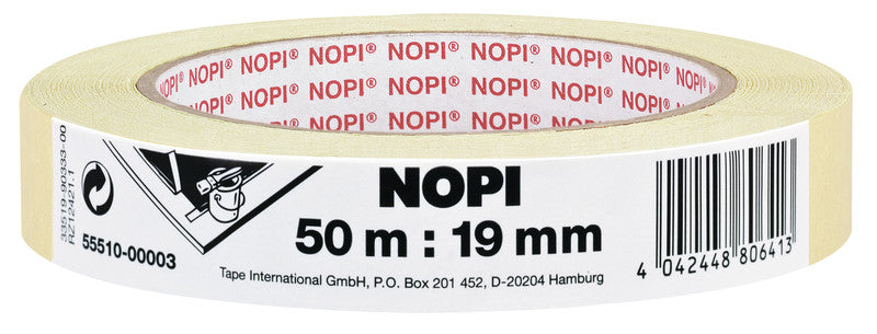 Nopi Krepp-Abdeckband – 19 mm × 50 m, beige, für Innenbereich