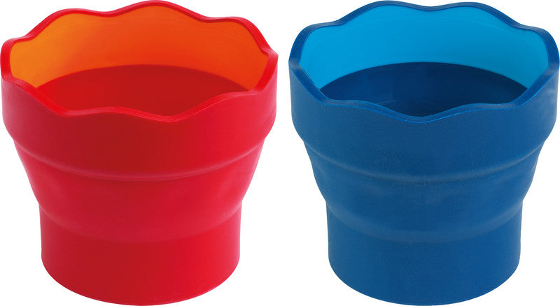 Faber-Castell Wasserbecher Clic & Go – blau – 98 × 130 × 38 mm