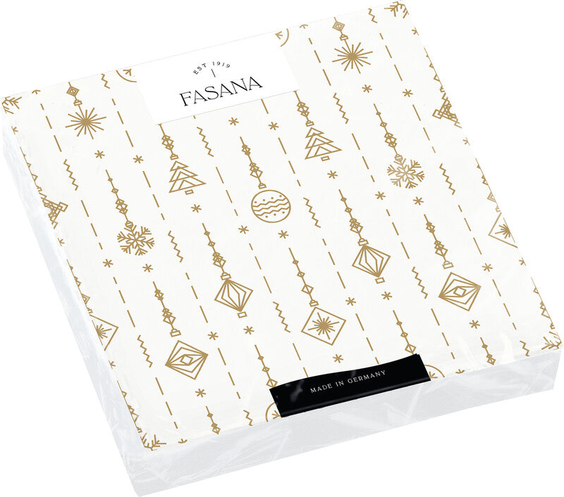 Fasana Servietten Goldenes Weihnachtsmuster – 33 × 33 cm – 3-lagig, Tissue – 20 Stk., FSC