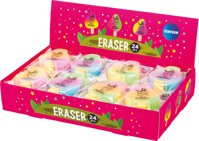 Centrum Radiergummi Ice Cream – für Bleistifte, 37 × 12 × 54 mm, farbig sortiert