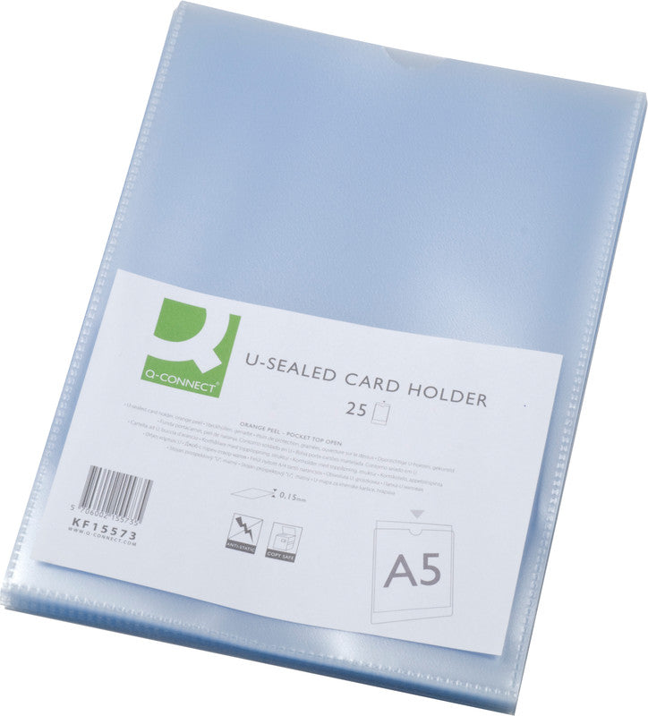 Q-connect Dokumentenhülle – für A7-Format – 74 × 105 mm, Kunststoff, transparent – 25 Stück