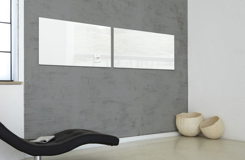 Sigel Whiteboard – 91 × 46 cm, Glas, magnetisch, Wandmontage, inkl. SuperDym-Magnetwürfel, Montagesatz
