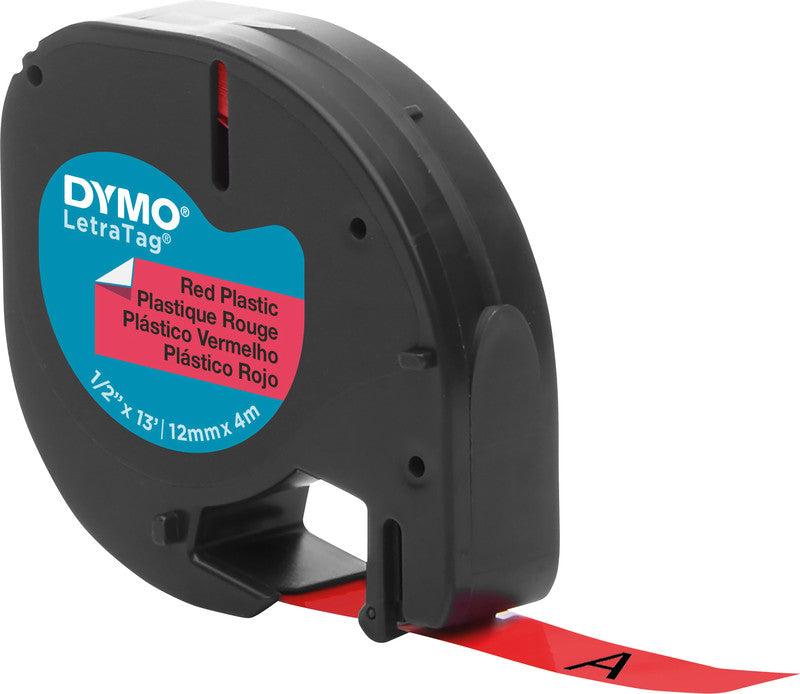 DYMO Schriftband – 12 mm × 4 m, rot, schwarz