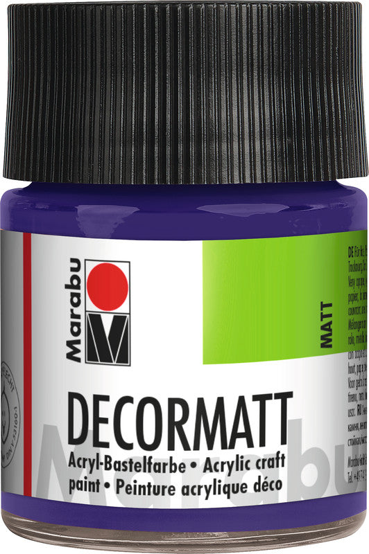Marabu Decormatt – Acrylfarbe – Violett, Samtmatt, 50 ml, für Holz, Papier & Glas