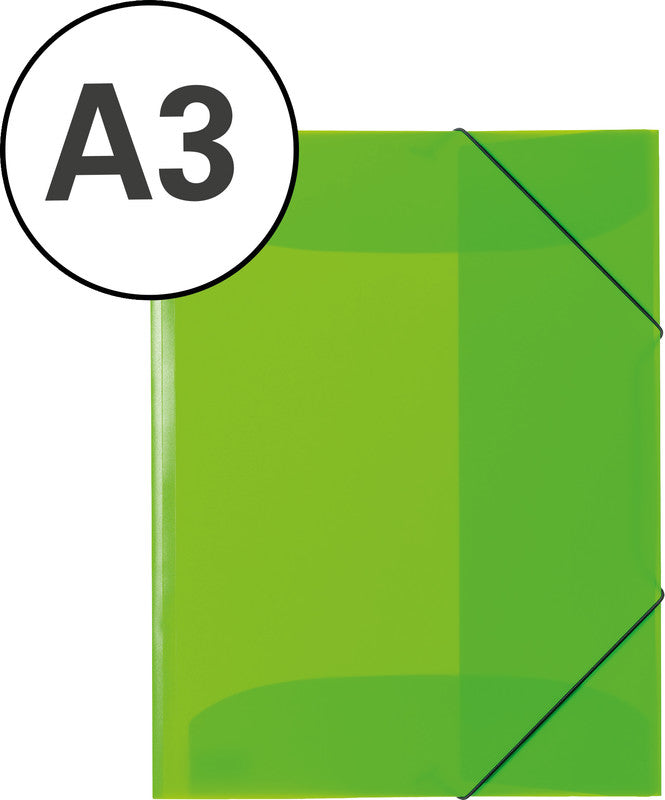 HERMA Gummibandmappe A3 – 3 Klappen, Polypropylen (PP), Grün, Füllhöhe 40 mm