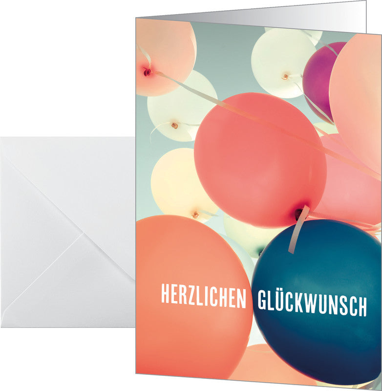 Sigel Grusskarte Balloons – A6 (105 × 148 mm) – mit Umschlägen, deutscher Text, Edelkarton, 10er Pack