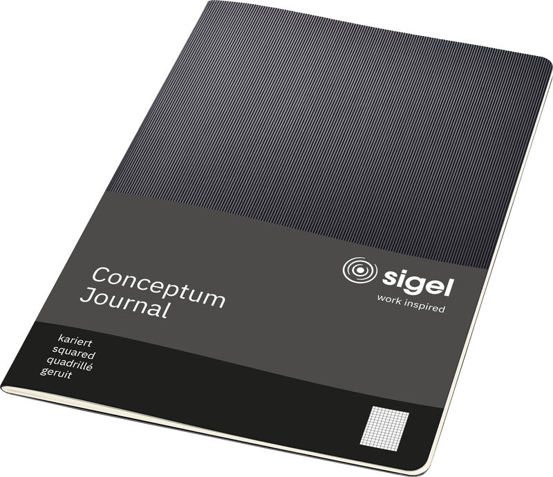 Sigel Notizheft, 187 × 270 mm, kariert, Fadenheftung, Softcover, 64 Seiten, 80 g/m² – schwarz