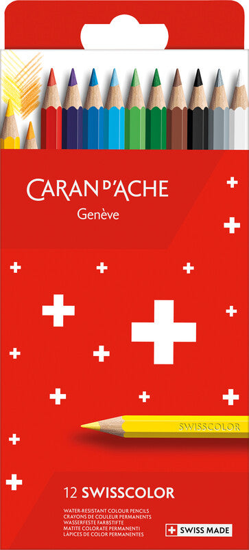 Caran d-Ache Caran d'Ache Swisscolor Farbstifte-Set – 12 Farben, Mine Ø 2,8 mm, Kartonetui