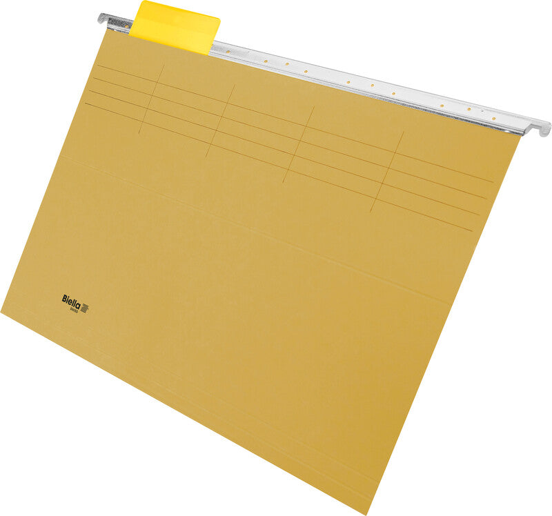 Biella Hängeordner für A4 – Karton, Gelb, 320 × 250 mm, mit Vordruck
