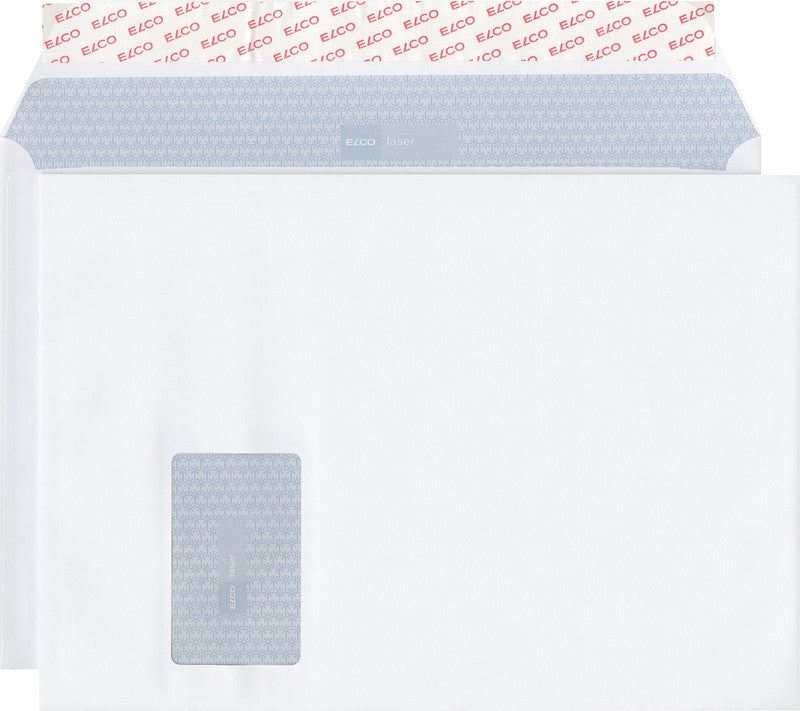 Elco Couvert C4, Fenster links, Haftklebung, hochweiss, 90 g/m², lasertauglich, mit Innendruck – 250 Stk.