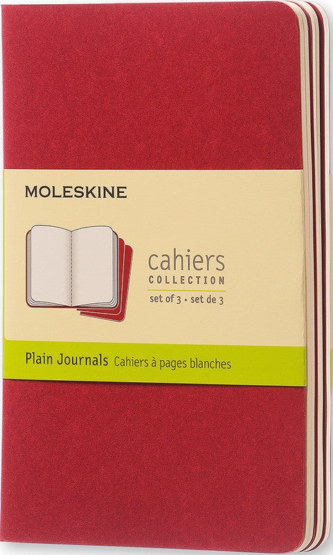Moleskine Notizheft, blanko, Fadenheftung, Karton, 64 Seiten, 70 g/m² – Preiselbeerrot, 3er-Pack