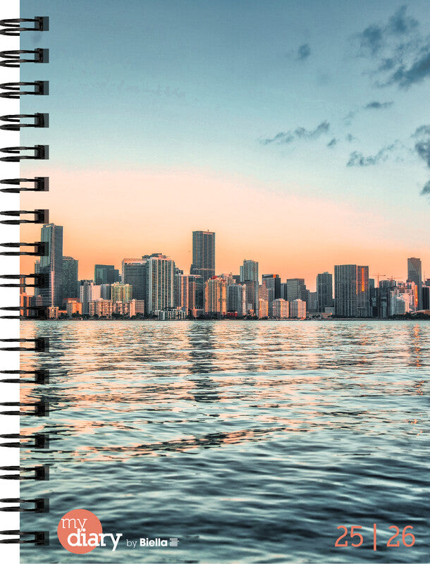 Biella mydiary Schüleragenda – 1 Woche/2 Seiten, Wire-O, 12 × 16,5 cm, Aug–Jul, Miami, FSC