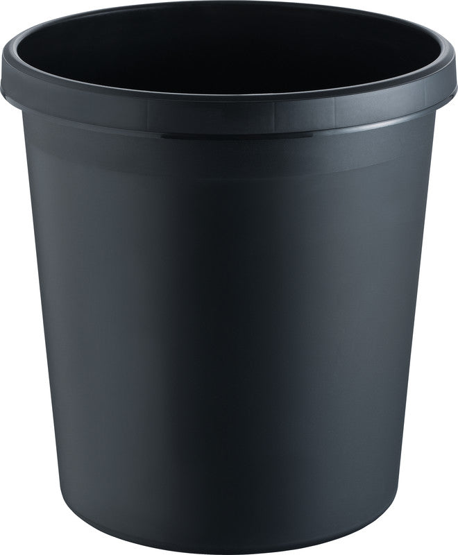 Helit Papierkorb the german – 18 l – Kunststoff, schwarz – Ø 315 × H 331 mm, schlagfest