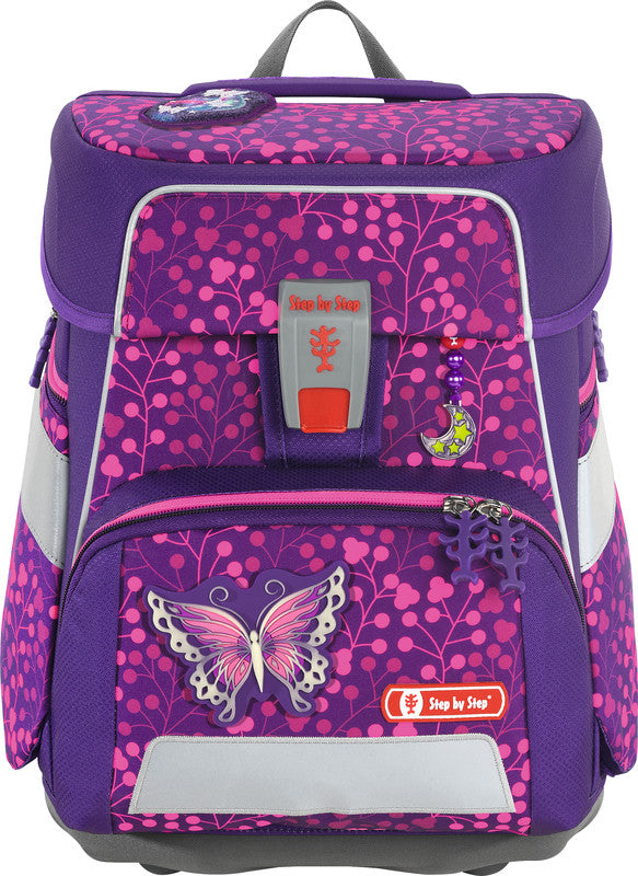 Step by Step Schulrucksack-Set SHINE – 5-teilig – Butterfly Night Ina – 28,0×37,0×20,0 cm