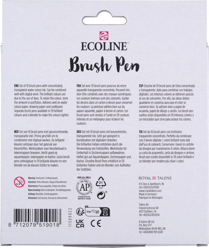 Talens ecoline Filzstifte Basic, auswaschbar, 10 Farben