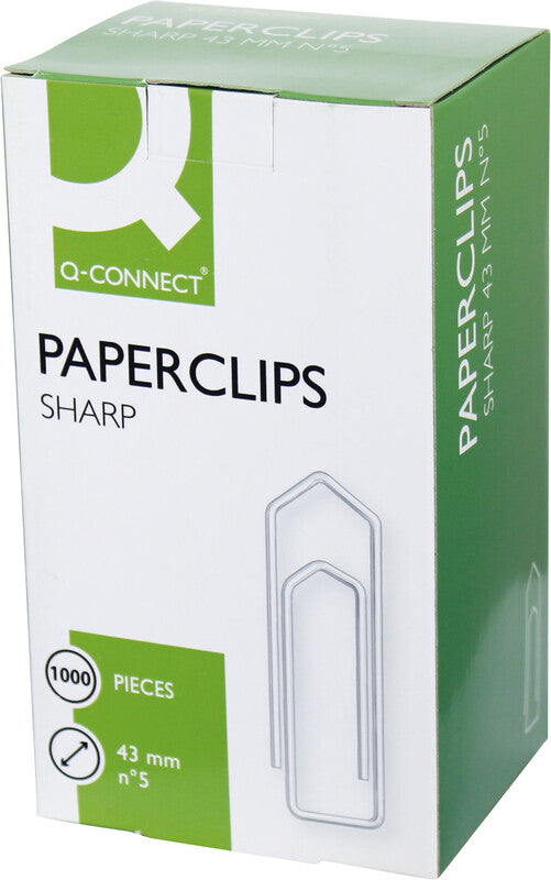 Q-CONNECT Büroklammern 43 mm – vernickelt, silber – 1'000 Stk.