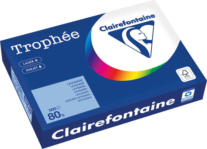 Clairefontaine Kopierpapier – A4, 80 g/m², Lavendel – für Inkjet/Laser/Kopierer – FSC, EU Ecolabel – 500 Blatt