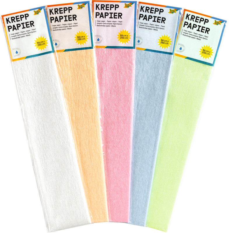 Folia Krepppapier – 50,0 cm × 2,50 m – 22 g/m² – sortiert – 10 Blatt
