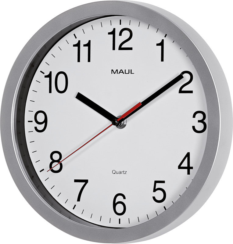 MAUL Wanduhr run – Ø 25,2 cm, silber, Kunststoff