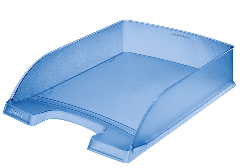 Leitz Stapelbarer Briefkorb mit Griffausschnitt, Beschriftungsfeld, matt, blau, B 255 × H 70 × T 357 mm