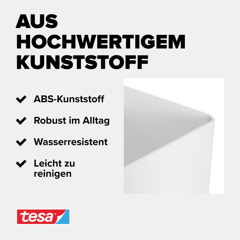 TESA Ordnungsbox – ABS-Kunststoff, Weiss, 24 × 8,5 × 14 cm – 1er-Pack