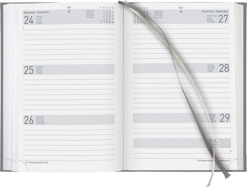Biella Dispo Term Trend Agenda – 1 Woche/2 Seiten, gebunden, 14,5 × 20,5 cm, 2027, Blue Flower, FSC