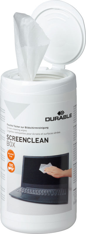 Durable Reinigungstücher, alkoholfrei, streifenfrei – für Bildschirme, 100 Stk., eco:smart, eco:plus
