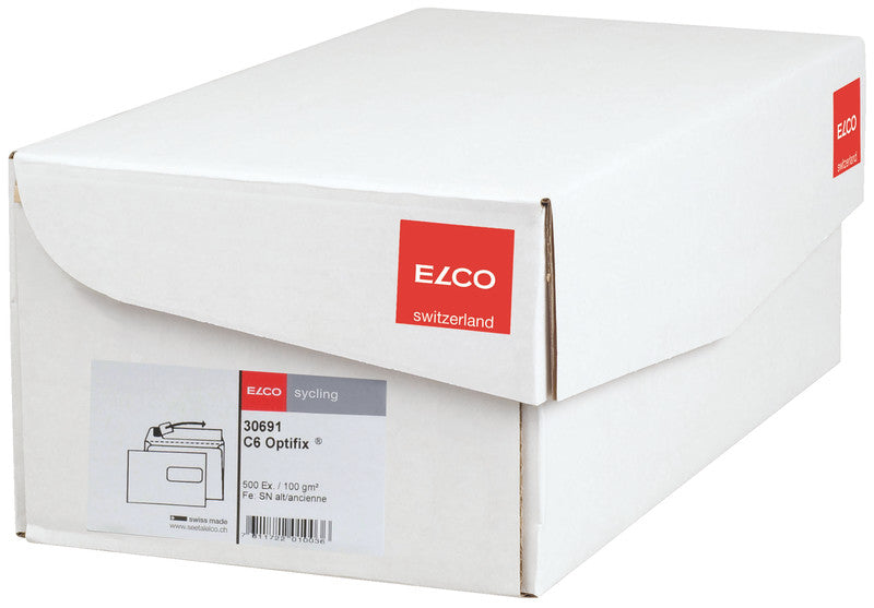 Elco Couvert C6, Fenster rechts, Haftklebung, Grau, 100 g/m² – 500 Stk.