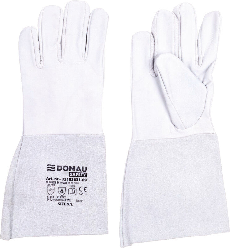 Office products Arbeitshandschuhe – L – Leder, EN 388, EN 407, EN 12477, Weiss/Grau