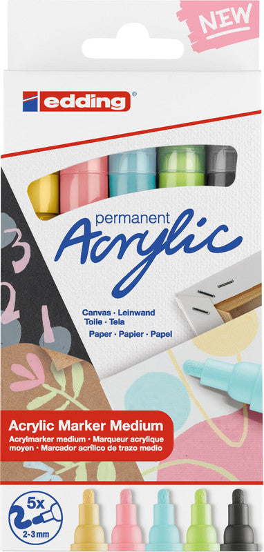 Edding Acrylmarker – sortiert, pastell, 5er Set
