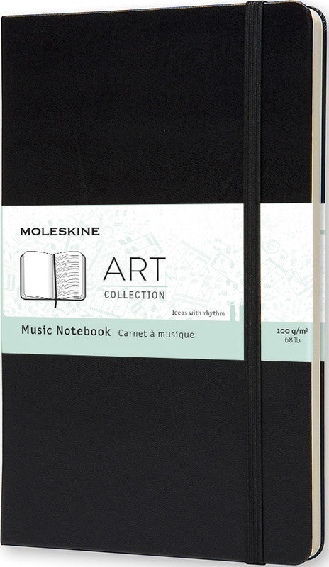 Moleskine Notizbuch, 130 × 210 mm, Notenlinien, Leimbindung, Hardcover, 192 Seiten, 100 g/m² – Schwarz