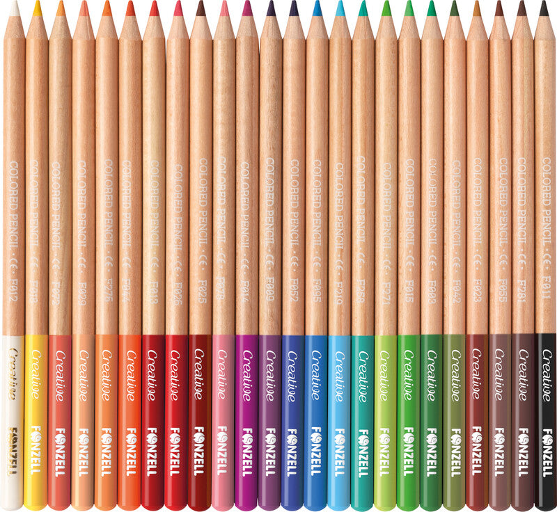 Fonzell Creative Farbstifte-Set – 24 Farben, rund, Mine Ø 3,3 mm, Metallschachtel