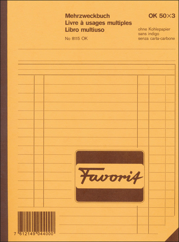 Favorit Durchschreibebuch – Gutschein, Bestellung, Rechnung, Deutsch, Französisch, Italienisch, 50 Blatt, A5