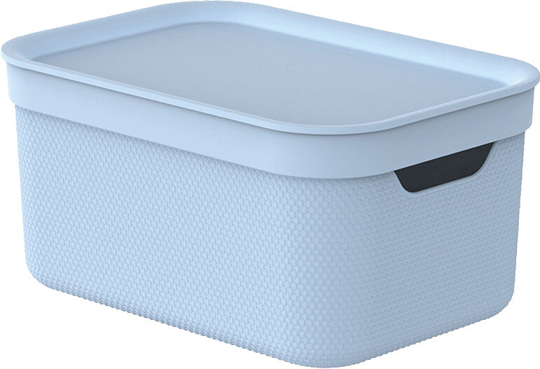Rotho Alvra Aufbewahrungsbox 5 l (mit Deckel) – Kunststoff – Hellblau – für A5 – stapelbar, Griffloch