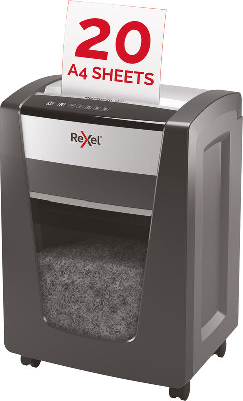 Rexel Momentum X420 – Aktenvernichter, DIN P-4, Partikelschnitt 4 × 40 mm, 20 Blatt, 30 l, A4