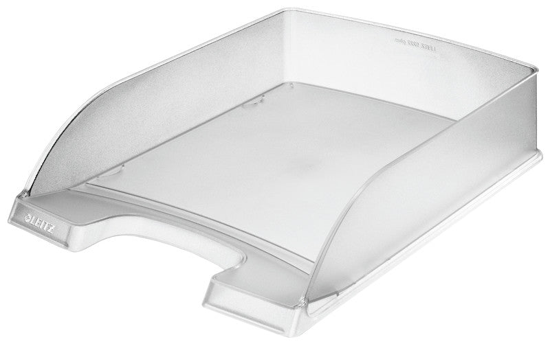 Leitz Briefkorb – mit Griffausschnitt, mit Beschriftungsfeld, matt, transparent, B 255 × H 70 × T 357 mm