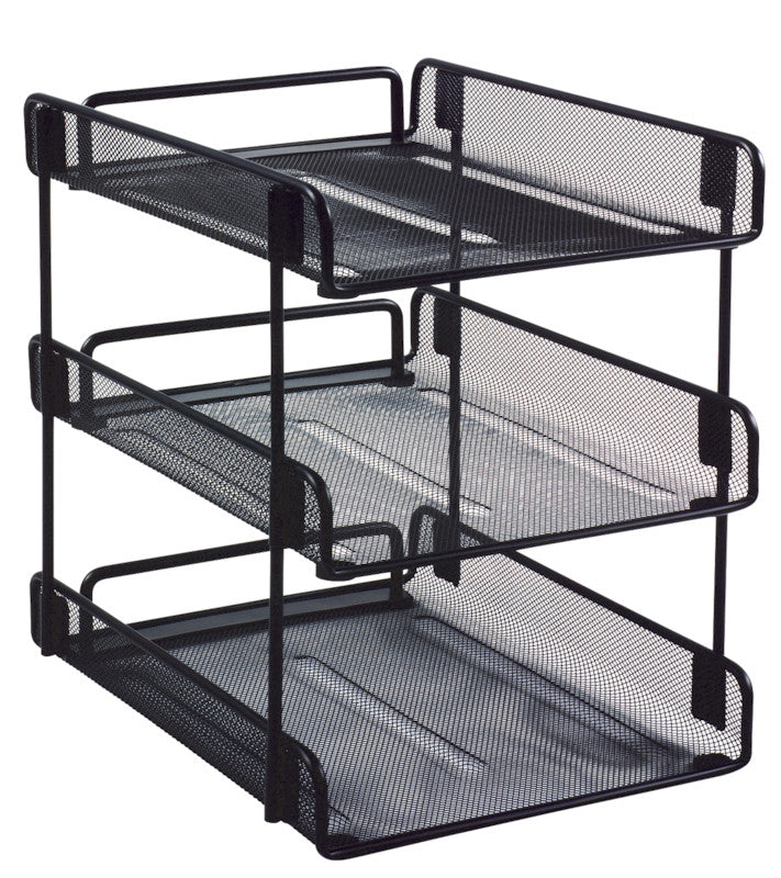 Rexel Briefkorb – für A4, stapelbar, mit Griffausschnitt, glänzend, schwarz, B 263 × H 55 × T 351 mm