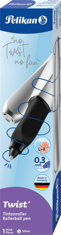 Pelikan Twist – Tintenroller mit Kappe, 0,4 mm, Blau, für Linkshänder