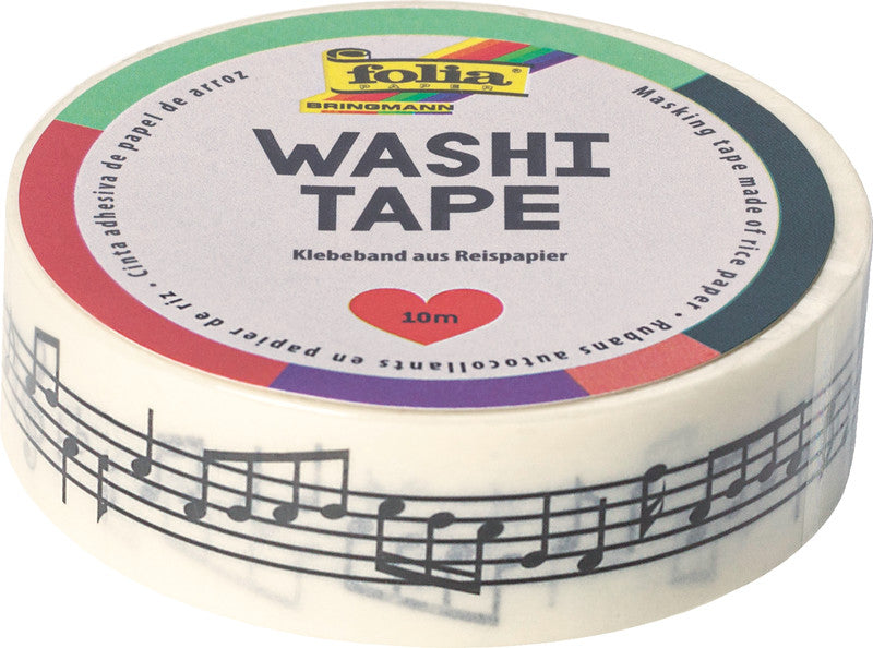 Folia Washi Tape – wiederablösbar, beschriftbar, Papier, 15 mm × 10 m, mehrfarbig
