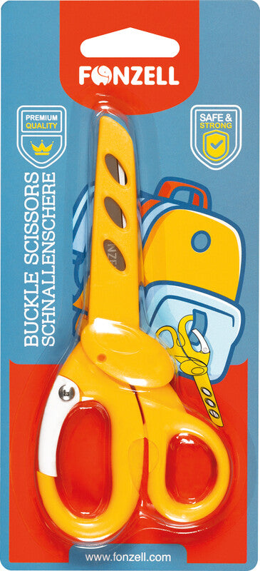 Fonzell Kinderschere – 15,5 cm, Edelstahl, für Rechts- und Linkshänder, abgerundete Spitzen, Kunststoff, Gelb