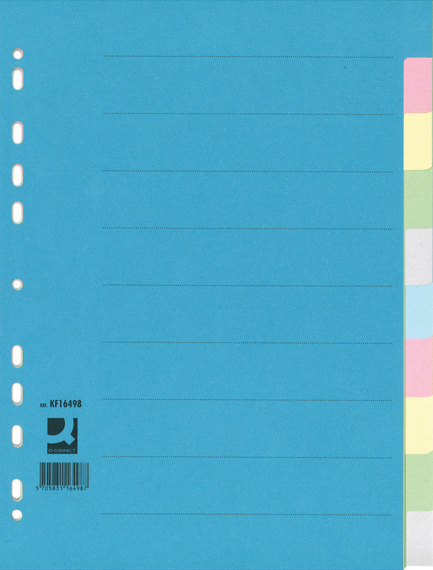 Connect Register – A4, 10-teilig, Karton, farbig, unbedruckt, mit Indexblatt, 11-fach Lochung, für A4