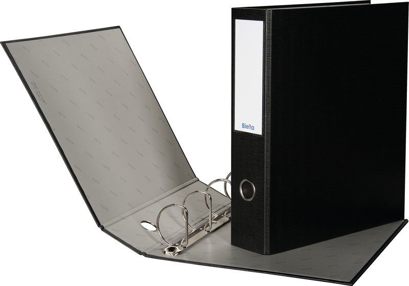 Biella Dinor-Quatro Zeigebuch – A4 Hochformat – 4-Ring Bügelmechanik, Ø 50 mm, Rücken 70 mm – Schwarz, Karton, FSC