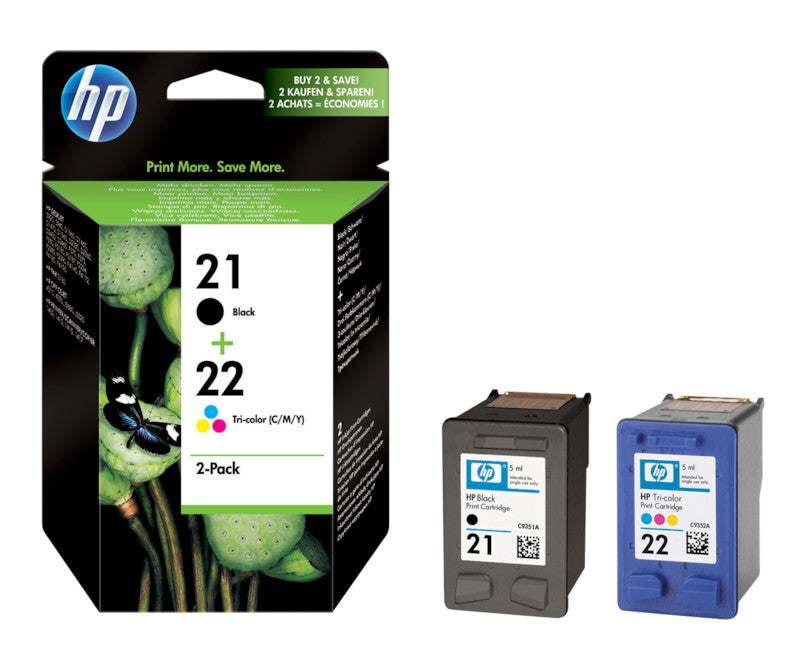 HP Tintenpatronen-Multipack 21/22, 2er-Pack – für DeskJet, Photosmart