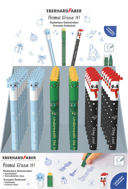 Eberhard Faber Gelschreiber, Kappe – Blau, Spitze 0,7 mm, radierbar, nachfüllbar, 3er-Set