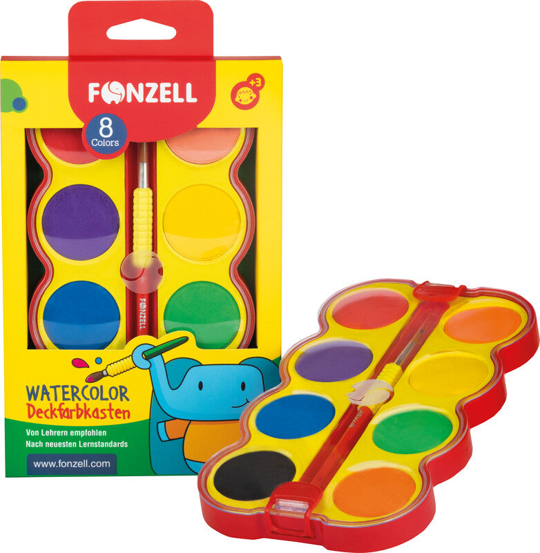 Fonzell Deckfarbkasten – 8 Farben, mit Pinsel