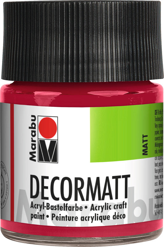 Marabu Decormatt – Acrylfarbe – Karminrot, Samtmatt, 50 ml